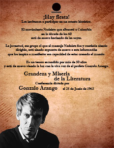 Conferencia «Grandeza y miseria de la literatura» de Gonzalo Arango