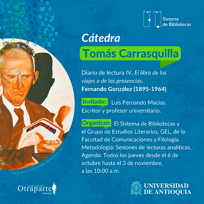 Pieza de difusión de la Cátedra Tomás Carrasquilla dedicada a Fernando González