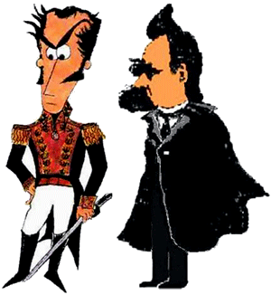 Simón Bolívar y Friedrich Nietzsche - Ilustración por Frank Bedoya
