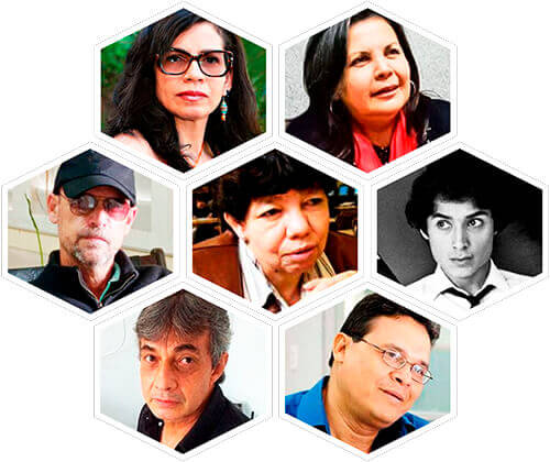 Fotos de los siete poetas que participan en la tercera entrega de la colección literaria «Alfabeto del mundo»