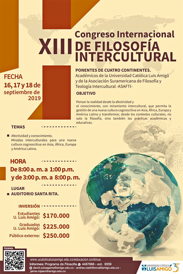 Afiche del XIII Congreso Internacional de Filosofía Intercultural de la Universidad Luis Amigó