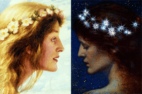 Acuarelas «Día» y «Noche» por Edward Robert Hughes (1851-1914)