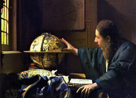 «El astrónomo» (fragmento) de Johannes Vermeer (1632–1675)