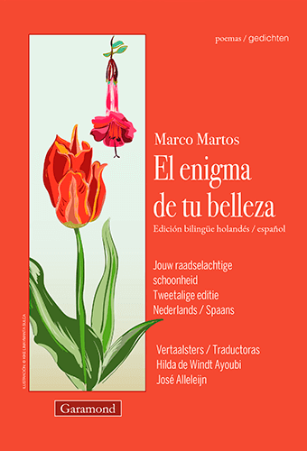 Portada del libro «El enigma de tu belleza» de Marco Martos en traducción al holandés de José Martha Alelejin