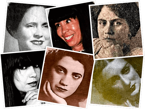 Mosaico con fotografías de las escritoras barranquilleras Amira de la Rosa, Fanny Buitrago, Lydia Bolena, Marvel Moreno, Meira Delmar y Olga Salcedo.