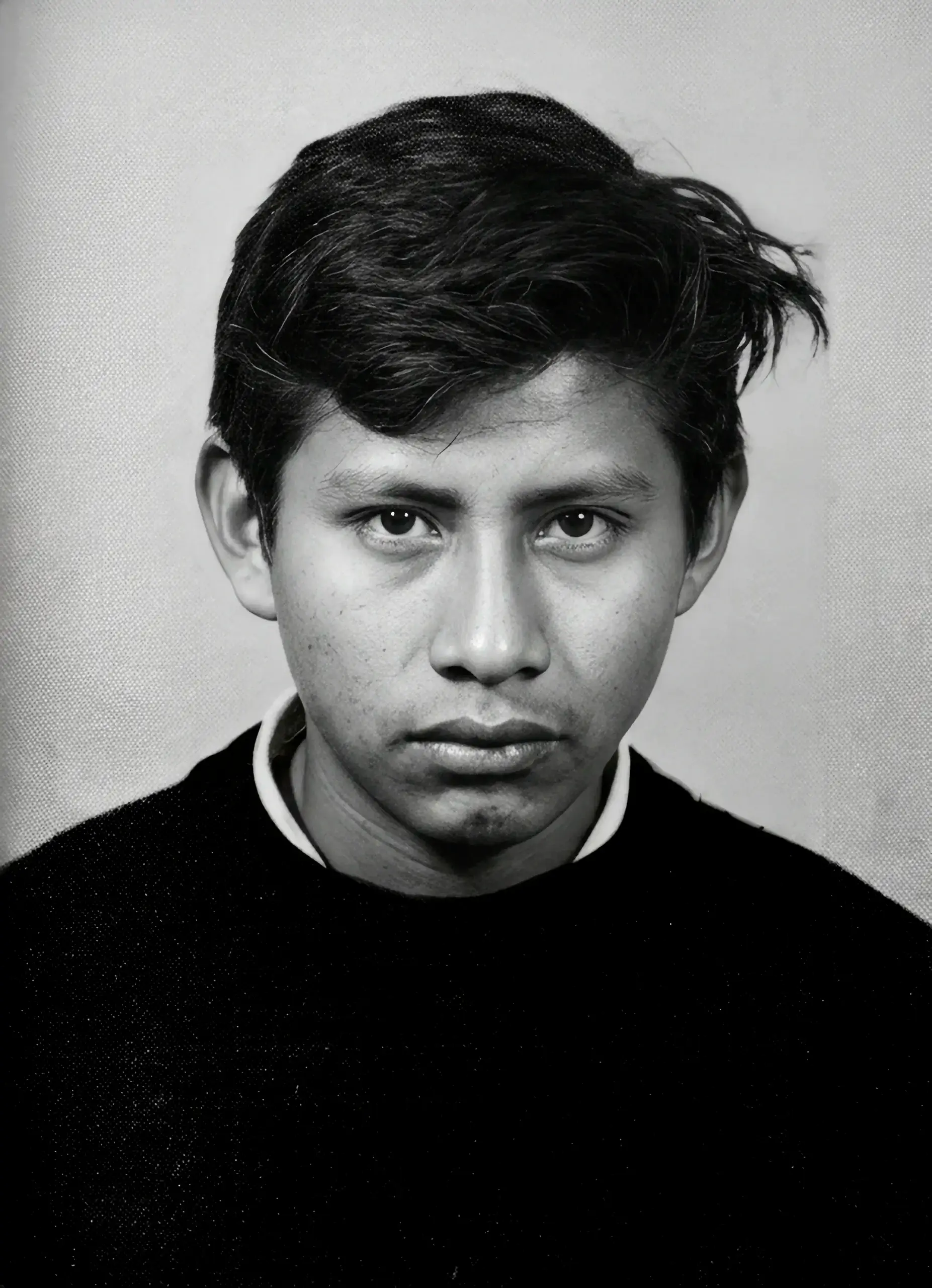 Retrato frontal de Luis Alberto Quintero, con cabello corto y una prenda oscura de cuello alto.