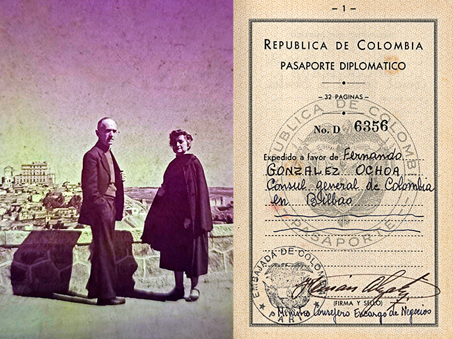 Fernando González y Margarita Restrepo en la década del cincuenta en Europa. Archivo Corporación Fernando González - Otraparte.