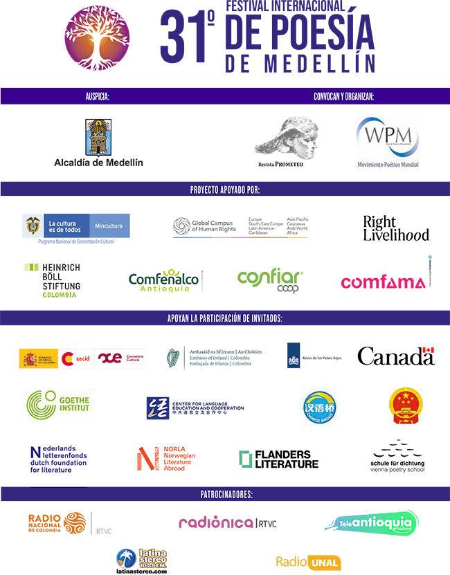 Entidades que apoyan el Festival Internacional de Poesía de Medellín 2021