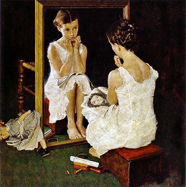 “Girl at Mirror” (1954) por Norman Rockwell