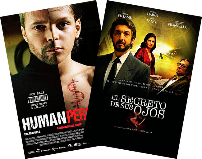 Afiches de las películas «Human Persons» y «El secreto de sus ojos»