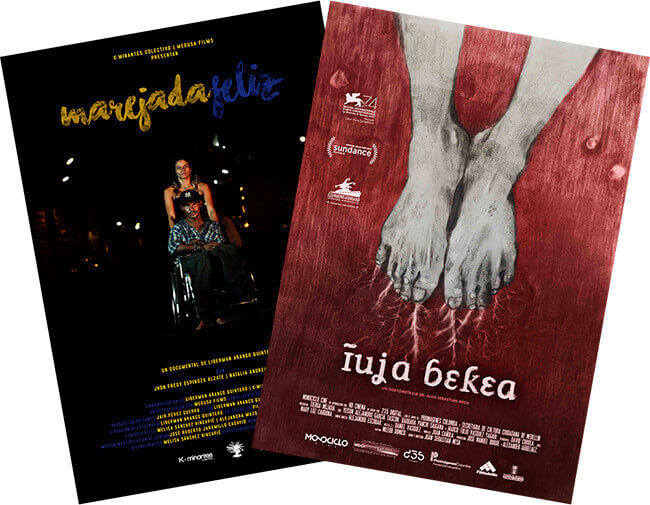 Afiches de los cortometrajes «Marejada feliz» y «Tierra mojada»