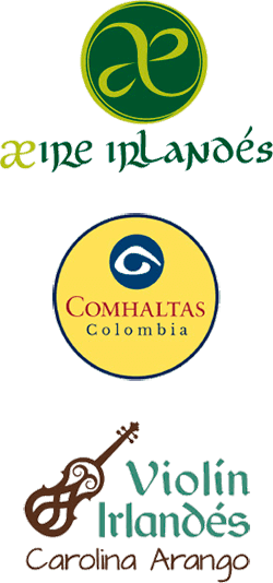 Logos de æire irlandés, Comhaltas Colombia y Violín Irlandés de Carolina Arango
