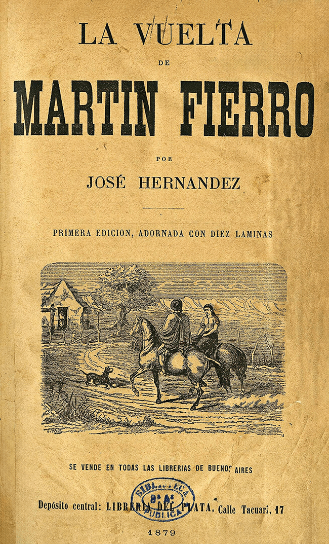 Portada de La vuelta de Martín Fierro (1879) de José Hernández