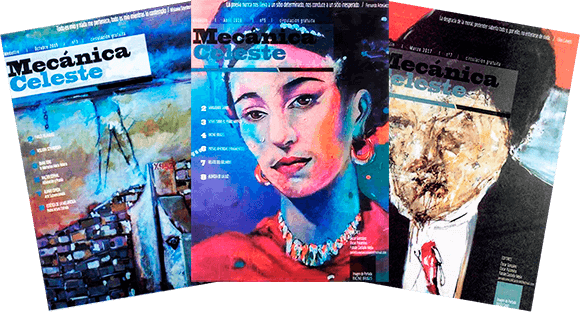 Tres portadas del periódico cultural «Mecánica Celeste»