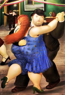 "Pareja bailando" de Fernando Botero / 1987 / Óleo sobre lienzo / 195 x 130 cm
