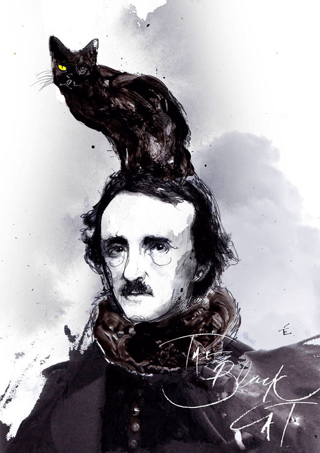 «El gato negro: un retrato de Edgar Allan Poe» - Ilustración © Zé Otavio